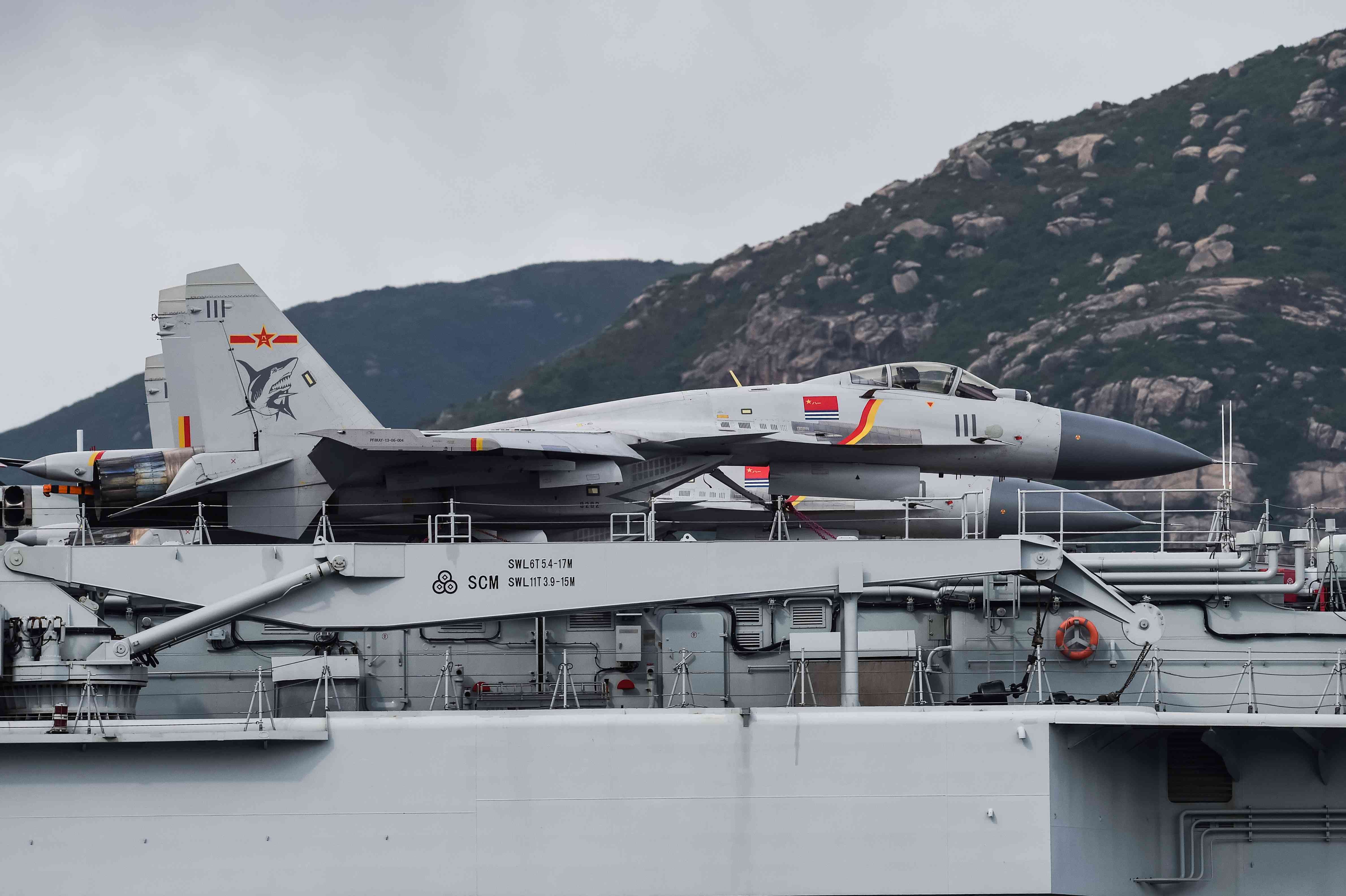 China sole aircraft carrier, the Liaoning J-15